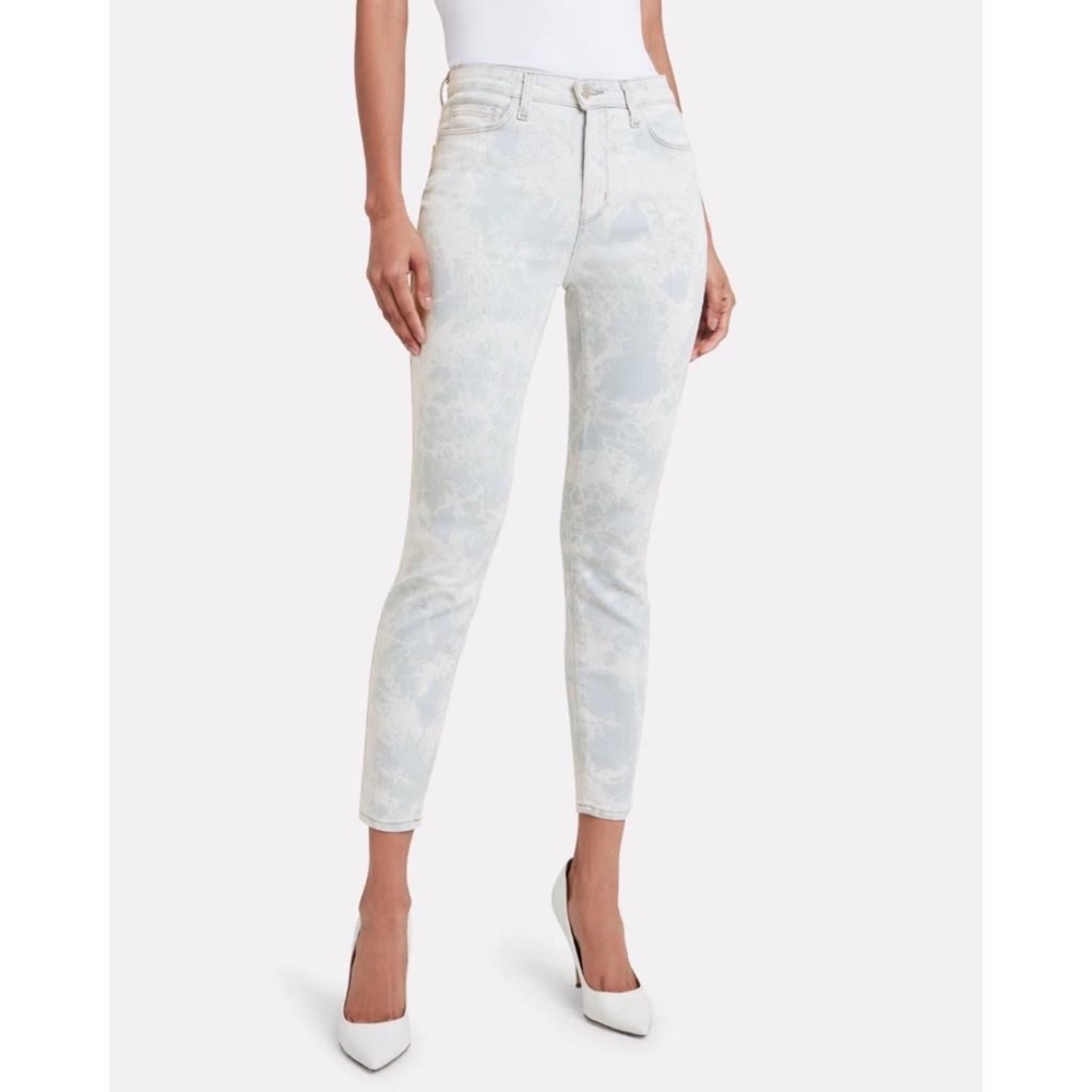 Revolve L'AGENCE Margot High-Rise Skinny Tie Dye Jeans Abyss Blue Size 25
